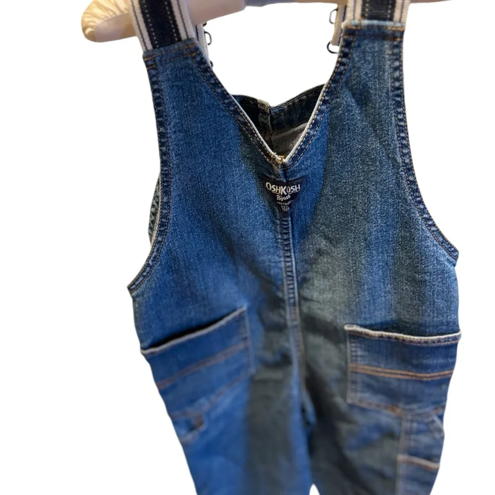 OshKosh B'gosh Blue Denim Overalls with Striped Straps